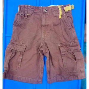 Kids' Cargo Shorts Brown Size 5 youth Unisex Casual Multiple Pockets